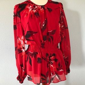 Alex Marie Long Sleeve Blouse {floral; red/black}